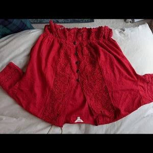Red lace buffalo top